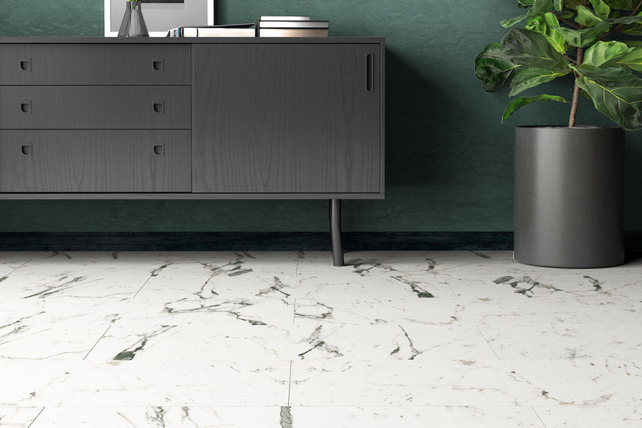 Ceramin Tiles 4/12 Carrara Vained White PVC-frei 3 mm